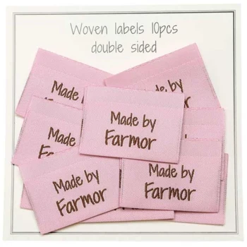 Go Handmade Vævet Label, Dobbeltsidet, Pink, 35 x 19 mm, 10 stk